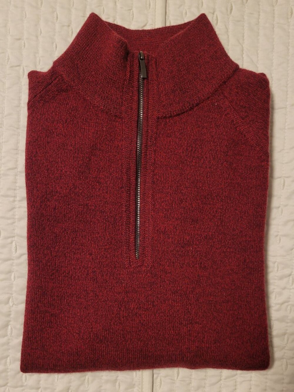 Turnbury Dark Red 100% Heavy Merino Wool 1/4 Zip Sweater Mens Medium